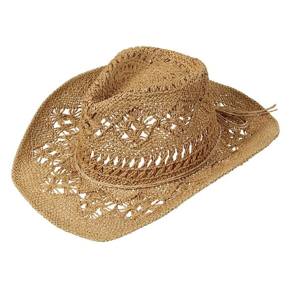 3388 Men & Women\'s Summer Cowboy Cowgirl Straw Hat Hollow Out Style Roll Up main image 4